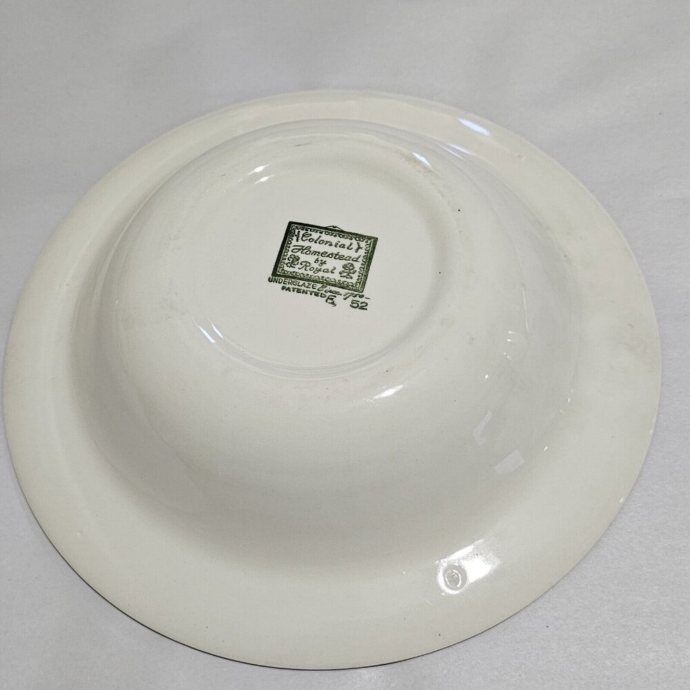 Colonial Homestead Serving Bowl 10" green by Royal USA colonial revival 1970s - Picture 9 of 11